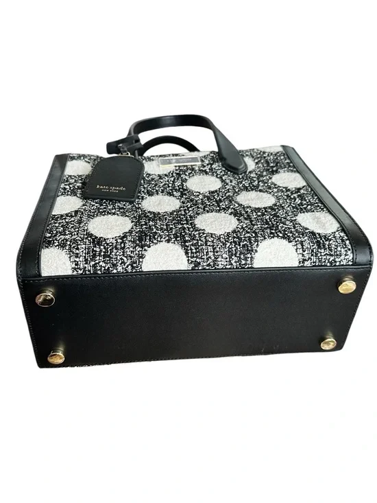 Kate Spade Polka Dot Tweed Satchel Crossbody NWT Black White 2 Way Bag - Picture 10 of 17